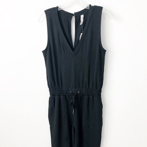 NWT Anthropologie Lounge Jumpsuit XSP $130 Black Sleeveless Travel Loungewear - Picture 6 of 9
